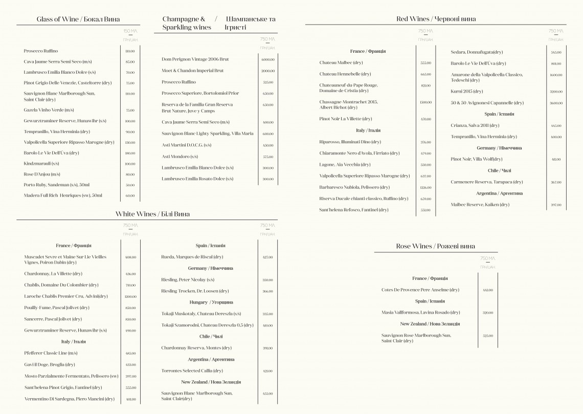 Banquet menu